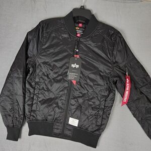 Alpha‎ Industries L-2B Quilted Flight Jacket Mens Small Bomber Black Nylon NWT